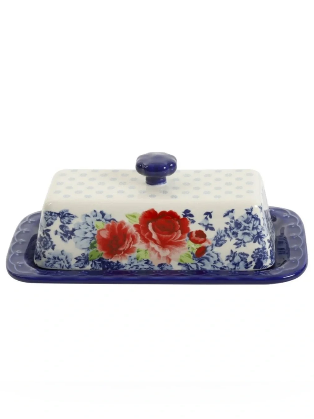 Pioneer Woman Frontier Rose Floral Stoneware Butter Dish